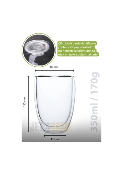 12 Li Set Latte Bardağı Cappuccino Bardağı Çift Cidarlı Bardak Americano Bardağı 350 Ml Kahve Bardak Şeffaf