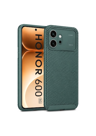 Huawei Honor 600 Kılıf Karbon Silikon Case Koyu Yeşil