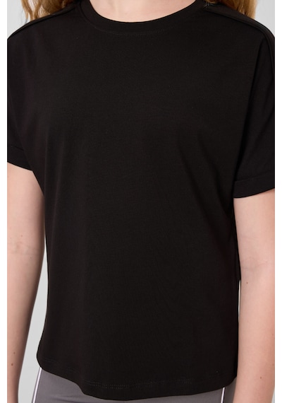 Siyah Pamuklu O Yaka Oversize Fit Basic Kız Çocuk T-shirt - 75182 Siyah