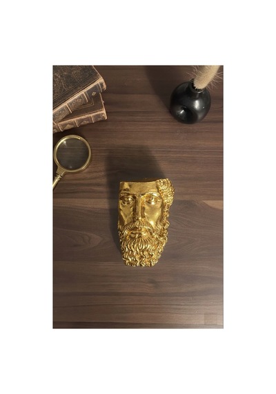 Golden Dekoratif Filozof Büstü - Marcus Aurelius Tasarımlı Heykel Biblo - Masa Ve Kitaplık Dekoru