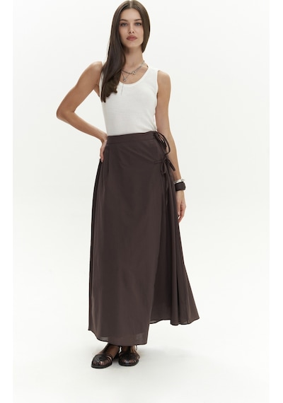 Mai Collection Mai Studios Co. Aida İp Detay Pileli Kahve Etek Kahve