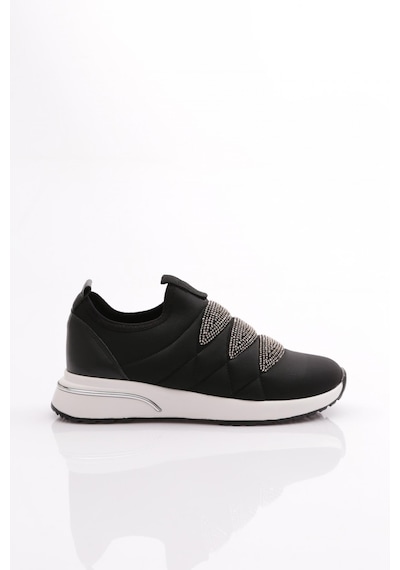 Dgn 222 Kadin Kalin Taban Baklava Desenli Sneaker Ayakkabi 222-2494-R145802 Siyah - Beyaz