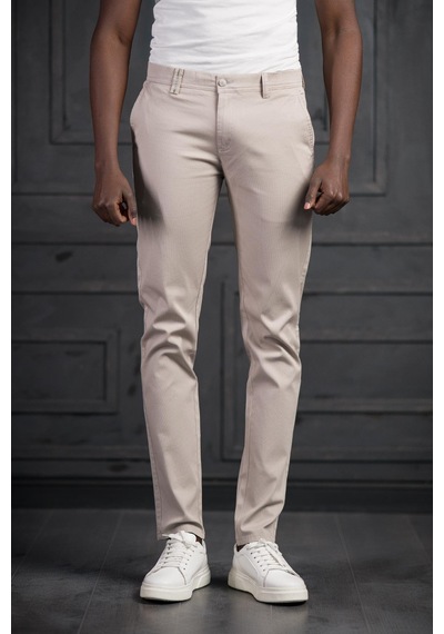 Perpant Slimfit Küçük Armürlü Yazlık Pamuklu Gabardin Pantolon Taş