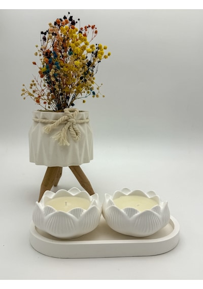 Bernami Mum Pinterest Vanilya Kokulu Dekoratif Tepsili Gül Desenli Mum Seti Diğer