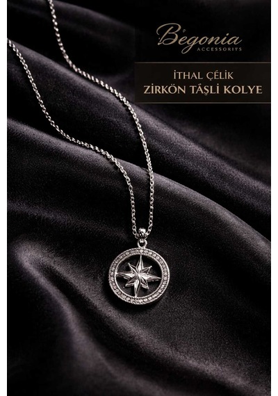İthal Çelik Gümüş Kaplama Kolye Zincir Set Figürlü Zirkon Taşlı Paslanmaz Kararmaz Unisex 45cm+5cm Boy - 17 Gümüş