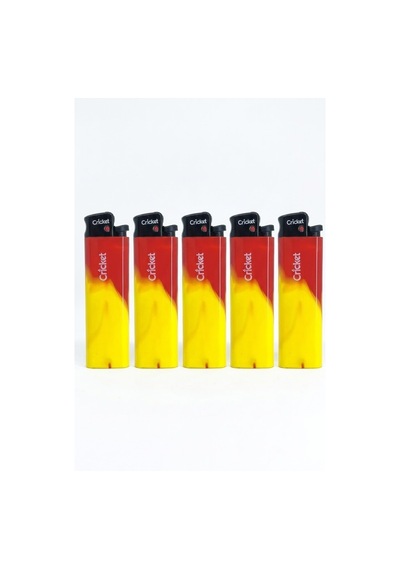 Cricket Taraftar Çakmak Orijnal Boy Taşlı 5'li Set Taraftar Çakmak - Sarı Kırmızı