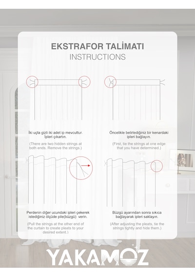 Yakamoz Kadife Görünüm Ekru Ada Fon Perde Ekstraforlu Velvet Touch Serisi Ekru