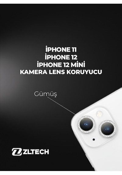 İphone 11/12/12mini Uyumlu Kamera Lens Koruyucu Gümüş