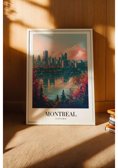 Montreal Canada Vintage Seyahat Posteri Çerçeveli Tablo - Premium Sonbahar Şehir Elit Duvar Dekoru Beyaz Montreal Canada Vintage Seyahat Posteri Çerçeveli Tablo - Premium Sonbahar Şehir Elit Duvar Dekoru Beyaz