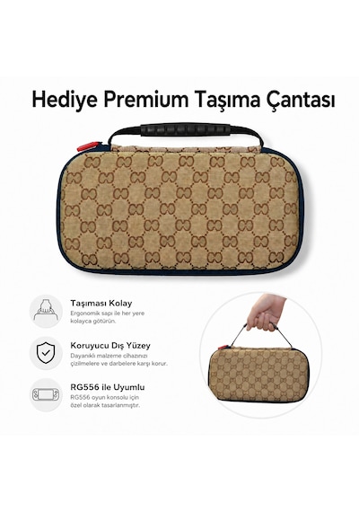 Anbernıc Rg556 Retro El Oyun Konsolu 5.48 İnç Amoled Ekran, Kablosuz Taşınabilir Oyun Cihazı