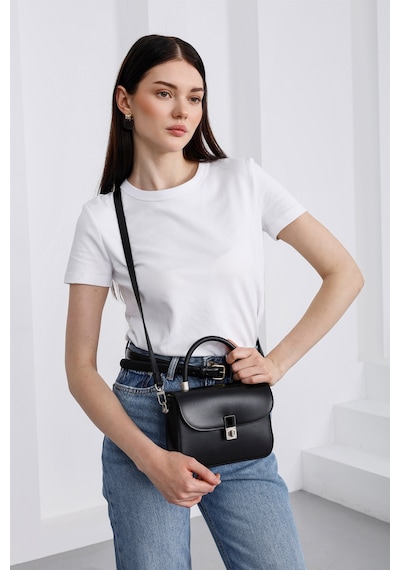 Shule Bags Cobble Small Çapraz Çanta Siyah Siyah