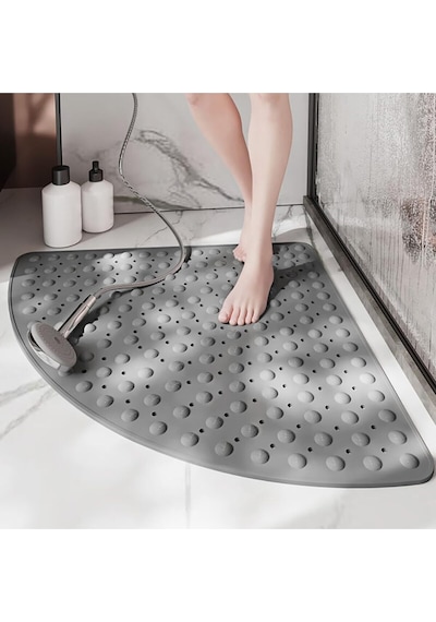 Mainshop Paspas Banyo Duş Küvet Için Vantuzlu Su Drenajlı 54x54 Cm M-163 Gri