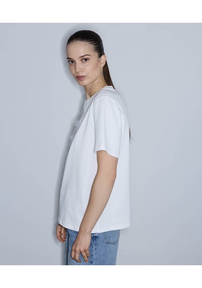 İpekyol Fiyonk Aplikeli Beyaz Kadın T-shirt Iw6260070173