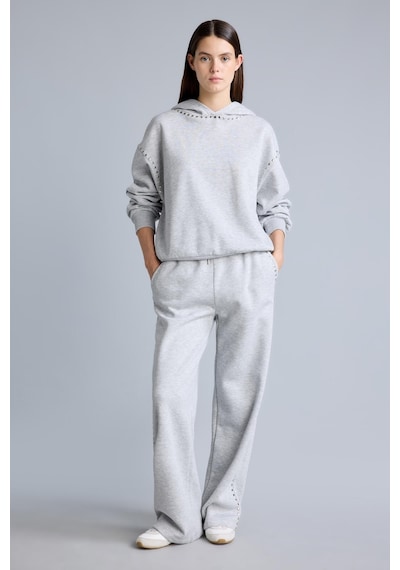 Defacto Boxy Fıt Kapüşonlu İşlemeli Kalın Sweatshirt I3345ax26wngr93 Gri-gr93