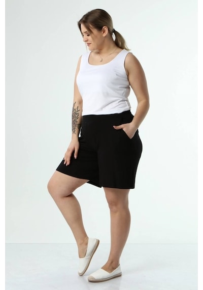 Myline Beli Lastikli Cepli Penye Şort (490575781)