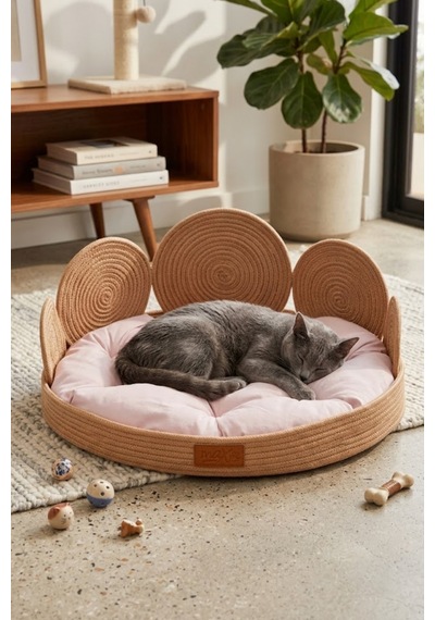 Reyo Max Design Maxie Queen Su Geçirmez Kedi Yuvası Ve Köpek Yatağı Pudra Yazlık, Rahat Ve Dayanıklı Evcil Hayvan Yatağı
