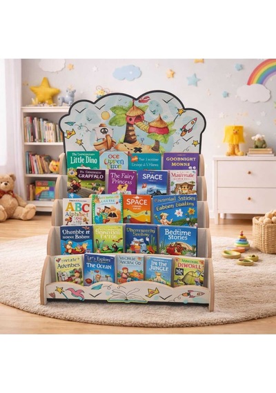 Montessori Yazı Tahtalı Hayal Dünyası Temali 5 Raflı Kitaplık Ve Oyuncak Saklama Yerli Çok Renkli Montessori Yazı Tahtalı Hayal Dünyası Temali 5 Raflı Kitaplık Ve Oyuncak Saklama Yerli Çok Renkli
