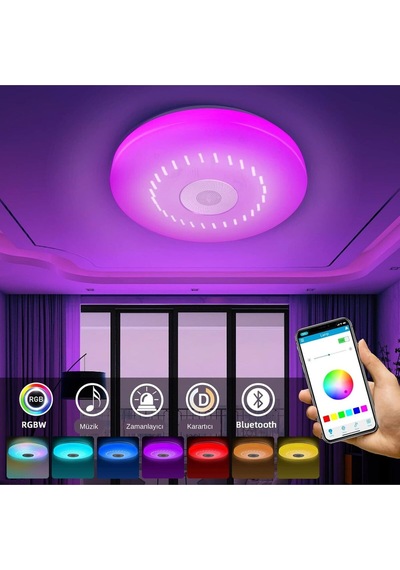 Hpytech Akıllı Tavan Aydınlatma Smart Life Rgb Led Lamba Bluetooth Müzik Uzaktan Kumanda Çok Renkli