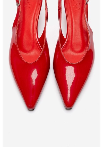 Luvishoes Rosella Kırmızı Rugan Mini Dolgu Kadın Topuklu Ayakkabı