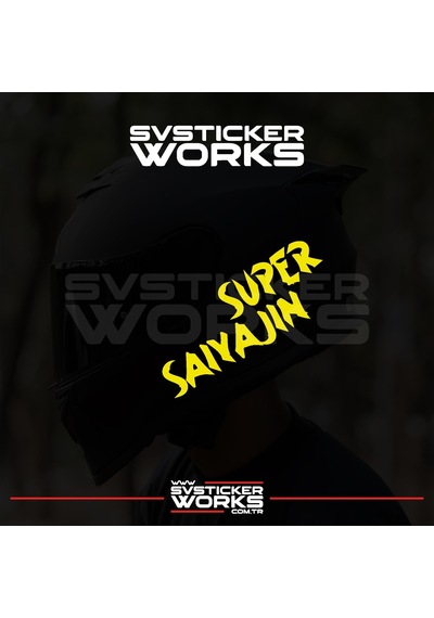 Super Saiyajin Yazılı Kask Sticker Tüm Kasklar Uyumlu Tek Yön 1 Adet Sarı