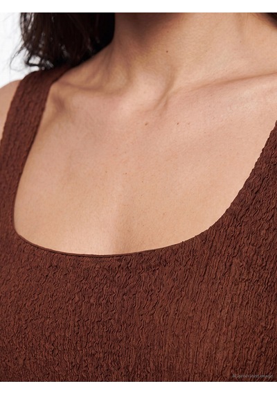 Lcw Vision Kahverengi Kare Yaka Dokulu Bodycon Elbise