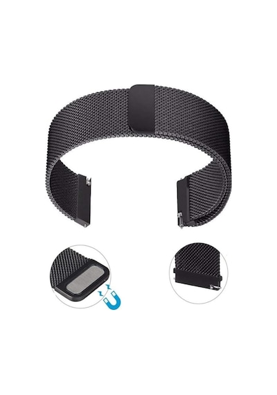 Huawei Watch Gt5 Gt4 Gt2e Gt2 Gt3 Gt3 Pro 46mm Honor Watch 2 Uyumlu Metal Hasır Kordon Siyah