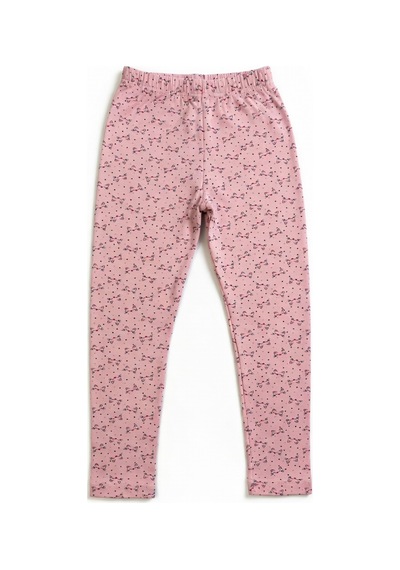İncili Pembe Kedi Baskılı Penye Kız Çocuk Tayt Pembe