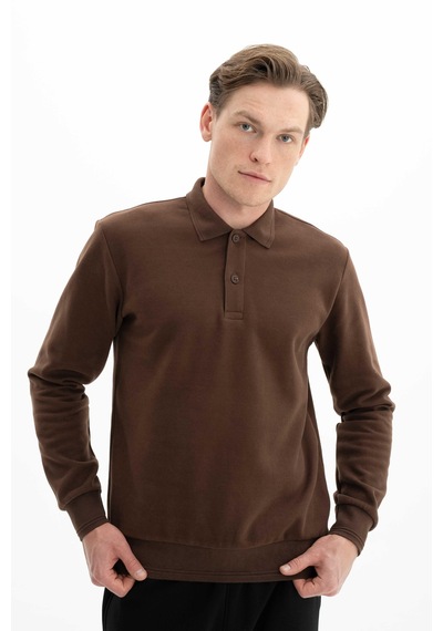 AR-MA Arma Erkek Regular Fit Kazak Selanik Kumaş Polo Yaka Düğmeli Sweatshirt Kazak 001