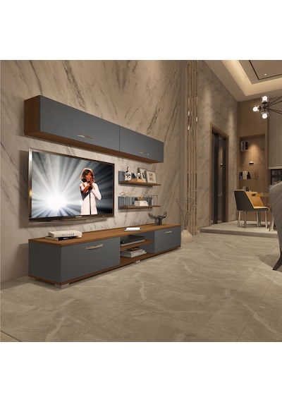 Decoraktiv Eko 5 Mdf Dvd Tv Ünitesi Tv Sehpası Ceviz - Antrasit