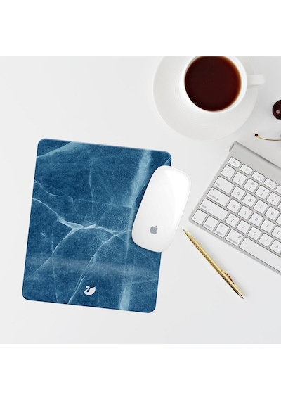 Mavi Mermer Desenli Bilek Destekli Dikdörtgen Mouse Pad Mouse Altlık Mousepad