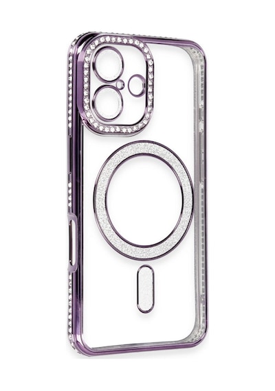 Apple iPhone Uyumlu  Uyumlu 16 Kılıf Joke Simli Magneticsafe Kılıf - Derin Mor
