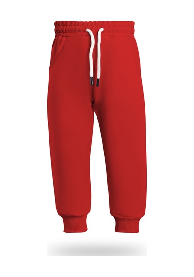 Heyadventure Erkek / Kız Çocuk Jogger Eşofman Altı Cepli Paçası Kaşkorseli Kırmızı Kırmızı