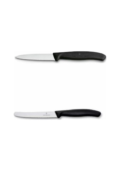 Victorinox 8 CM Tırtıklı-11 CM Bıçağı 2 Li Set Siyah