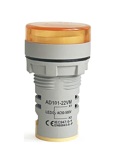 Mini Dijital Voltmetre 22mm Ac 60-500v Led Sarı Işık