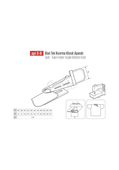 Biye Tek Kıvırma Klorat Etek Apara 40x15mm / Apr 8-r