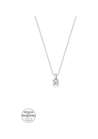 Union Swarovski Zirconia Kadın Tektaş Gümüş Kolye Gümüş