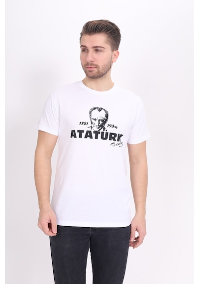 Toontoy Unisex Atatürk Baskılı Tişört Beyaz