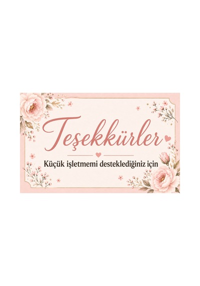 100 Adet Teşekkür Kartı 8x5 Cm Sipariş Notu, Paket İçi Müşteri Teşekkür Kartı - Pembe - 026