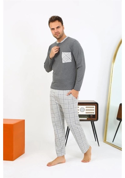 Najmaddin.com Beru Erkek Uzun Kol Penye Antrasit Pijama Takımı