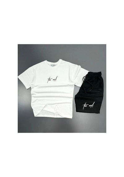 Tarzsokak Modarich The End Beyaz T-shirt Siyah Penye Şort - Şort Tişört Alt Üst Takım Baskılı Oversize