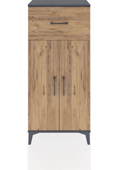 Hyperion Dolap 2 Raflı Tek Çekmeceli 2 Kapaklı 60x44x134 Antrasit-çam Antrasit