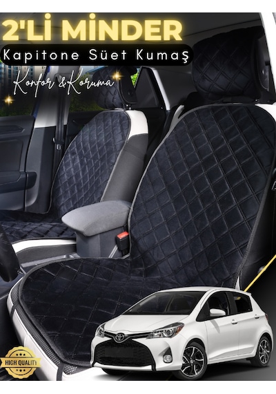 Toyota Yaris Uyumlu 2'li Süet Oto Koltuk Minderi Terletmez Universal Oto Aksesuar A2 Siyah