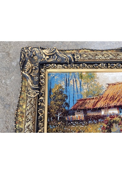 Çiçekli Köprü Adlı İran Tebriz Halı Tablo 123x73cm - Duvar Halı Kilim Tablo