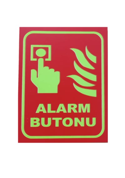 13x10 Cm Fosforlu Alarm Buton Levhası