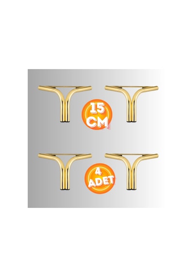 15 Cm Metal Magnolia Koltuk Ayağı Mobilya Ayağı Ünite Ayağı Konsol Ayağı Puf Berjer Ayağı 4 Adet Gold