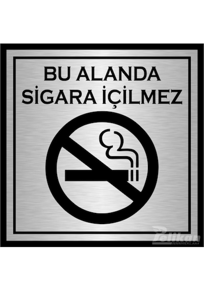 Sigara Içilmez Levhası 16x16cm Gümüş Renk Arkası Yapışkanlı