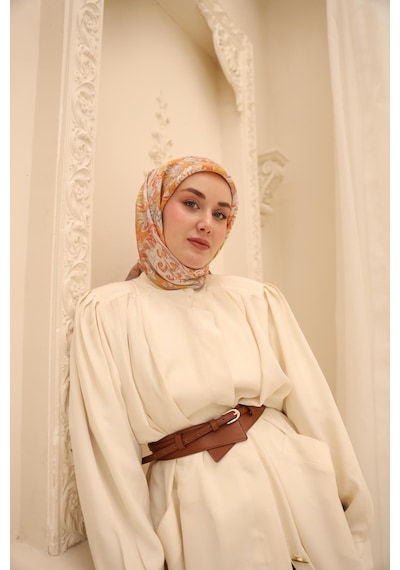 Silk Home Olinda İpek Eşarp 47002-24 Eflatun, Asit, Somon, Turuncu, Küf Yeşili