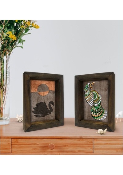 Bk Gift Dekoratif 2'Li Doğal Masif Ahşap Çerçeve 15X20Cm-65