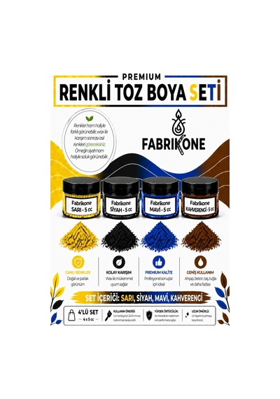 4'lü Set Premium Parafin Soya Wax Toz Mum Boyası Hobi Seti - 5 Cc Sarı, Siyah, Mavi, Kahverengi Bkfab4srsmkh5g Karışık