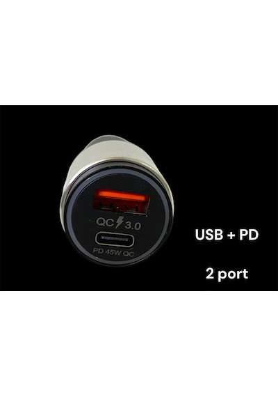 Auris Oto Çakmaklık 45 W Araç Şarj Cihazı Seti 2 Port Pd + Typec